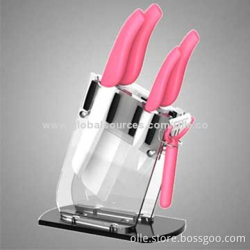 Noble Ceramic Kitchen Knife Set with Ceramic Scissors and Acrylic Block